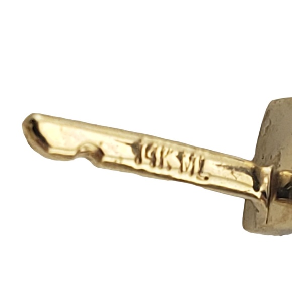 Vintage 14 Karat Yellow Gold and Diamond Hoop Earrings #12965 - Picture 9 of 13